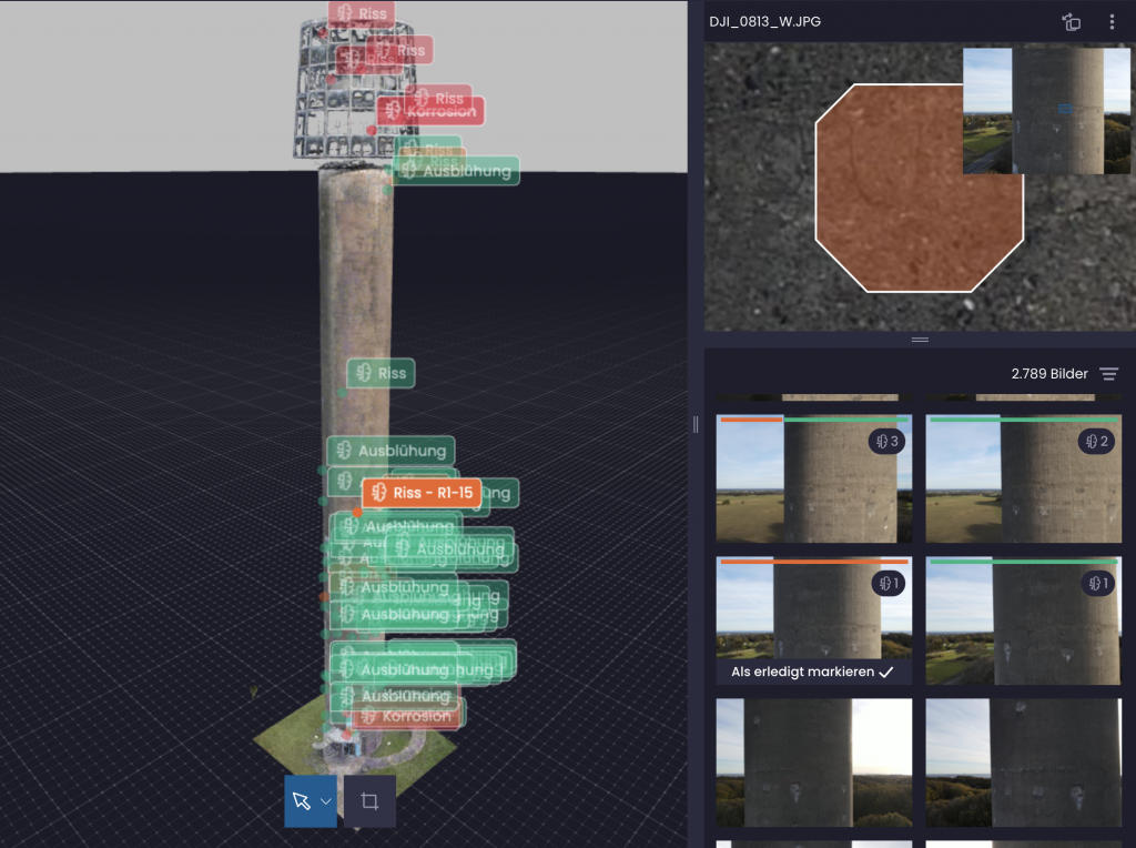 AI-assisted defect detection on tower