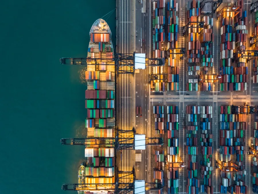Container ship at a port terminal